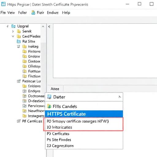 IIS Manager showing site bindings and HTTPS certificate selection