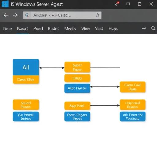 Windows Server screenshot-style placeholder showing IIS hosting flow and app pool