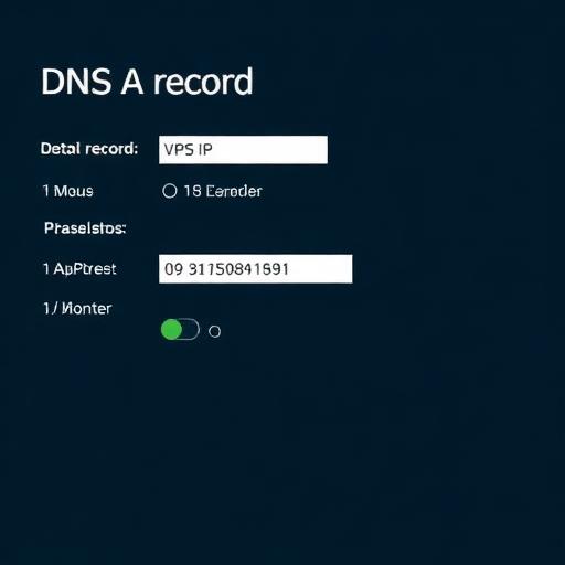 Screenshot-style placeholder showing DNS A record configuration for a VPS IP