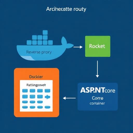 Docker-based architecture with reverse proxy container and ASP.NET Core container